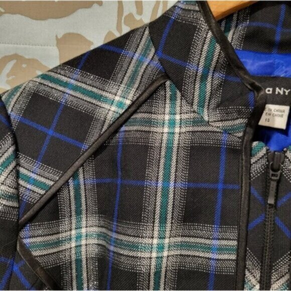 Blue Green Plaid Zip Blazer Jacket Women’s Sz 12 - Picture 8 of 12